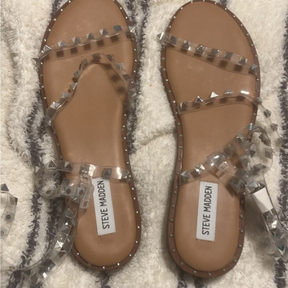 Steve Madden Clear and Tan Studded Sandals— new - Picture 1 of 1